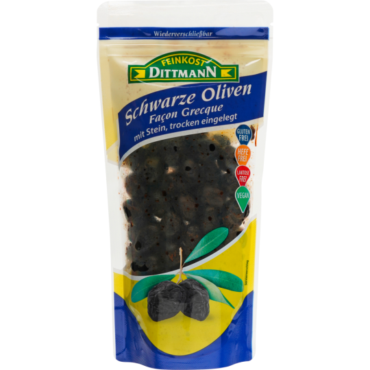FEINKOST DITTMANN Schwarze Oliven Façon Grecque 250 g 