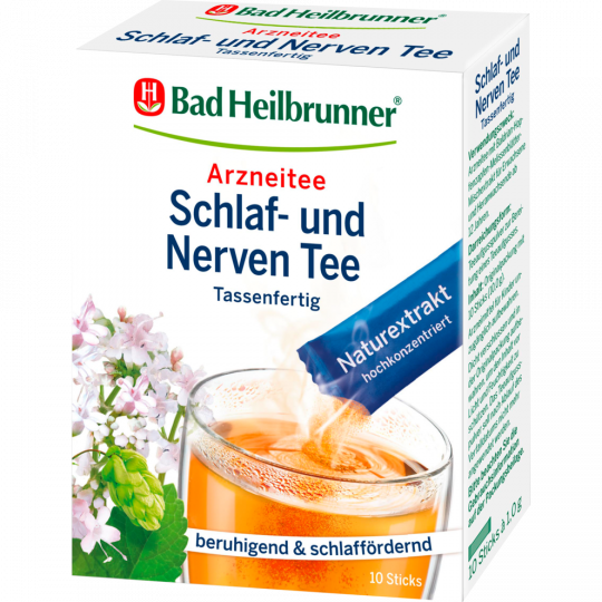 Bad Heilbrunner Schlaf- und Nerven Arzneitee Tassenfertig im Stick 10 Sticks 
