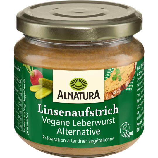 Alnatura Bio Linsenaufstrich vegane Leberwurst Alternative 165 g 
