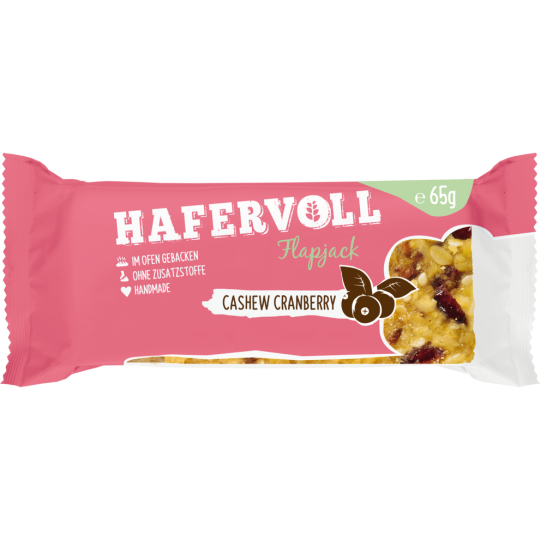 Hafervoll Flapjack Cashew-Cranberry 65 g 