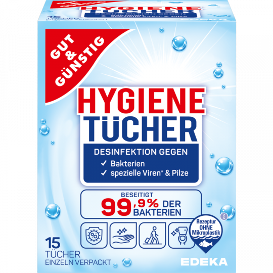 GUT&GÜNSTIG Hygienetücher in Sachets 15 Stück 