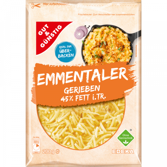 GUT&GÜNSTIG Emmentaler gerieben 45% Fett i. Tr. 200 g 