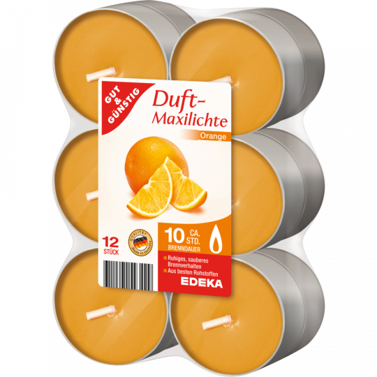 GUT&GÜNSTIG Duftmaxilichte Orange 12 Stück 