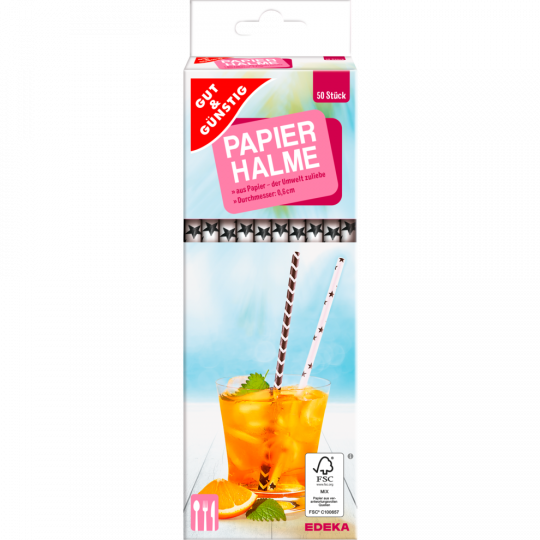 GUT&GÜNSTIG 50 Papierhalme 50 Stück 