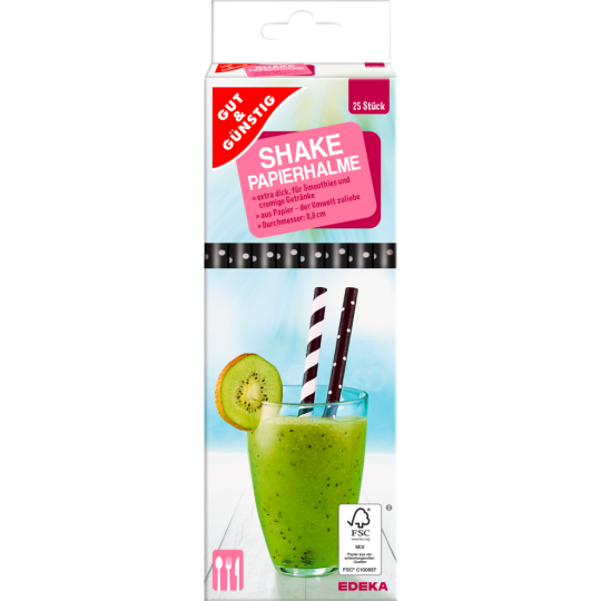 GUT&GÜNSTIG 25 Shake Papierhalme 50 Stück 