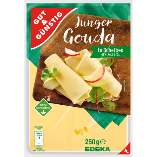 GUT&GÜNSTIG Junger Gouda in Scheiben 48% Fett i. Tr. 250 g 
