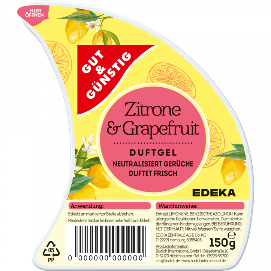 GUT&GÜNSTIG Duftgel Zitrone & Grapefruit 150 g 