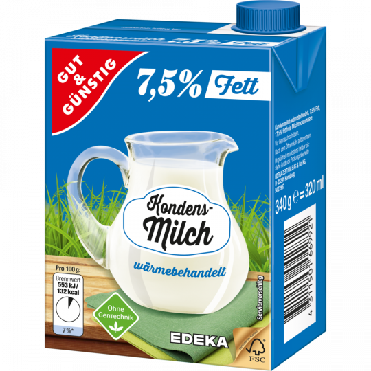 GUT&GÜNSTIG Kondensmilch 7,5% Fett 340 g 
