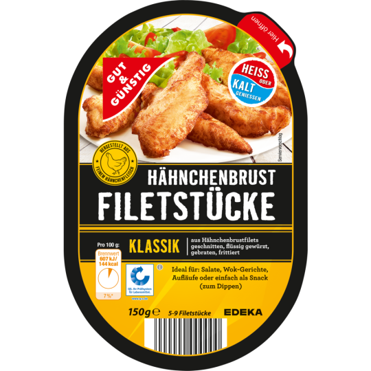 GUT&GÜNSTIG Hähnchenbrust-Filetstücke Klassik 150 g 
