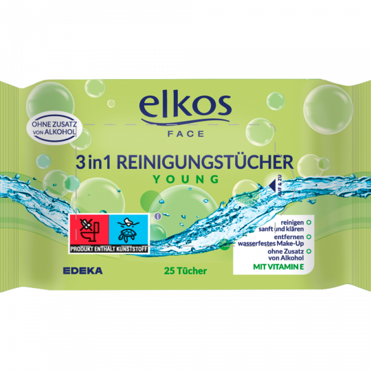 elkos FACE Reinigungstücher young 3 in 1 25 Stück 