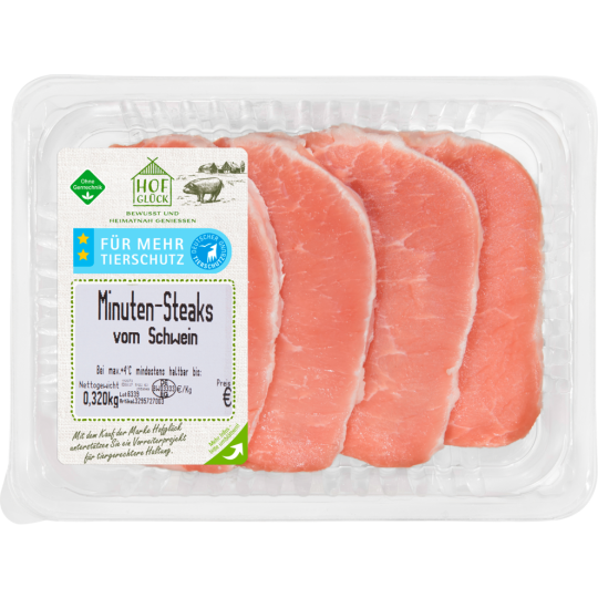 Hofglück Minuten-Steaks vom Schwein 4 Stück 