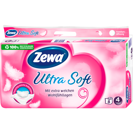 Zewa Ultra Soft Toilettenpapier 4-lagig 8 x 150 Blatt 