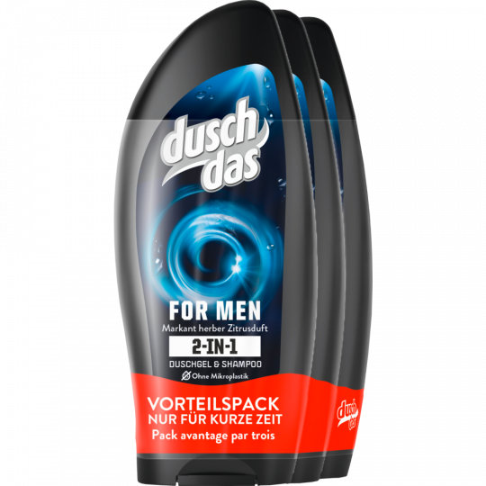 duschdas For Men 2 in 1 Duschgel & Shampoo 3 x 250 ml 