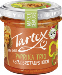 Tartex Bio Markt-Gemüse Brotaufstrich Paprika Trio 135 g 