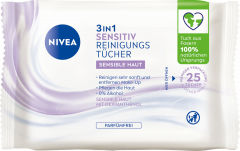 NIVEA 3 in 1 Sensitiv Reinigungstücher sensible Haut 25 Stück 