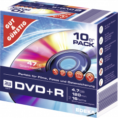 GUT&GÜNSTIG DVD+R 4,7 GB 120 Min. 10er-Pack, Slimcase 10 Stück 