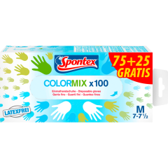 Spontex Einmalhandschuh Color Mix Größe M 75 + 25 Stück 