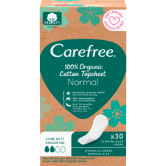 Carefree 100 % Organic Cotton Topsheet Normal Slipeinlagen 30 Stück 