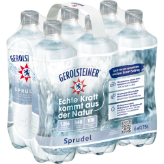 Gerolsteiner Mineralwasser Sprudel 0,75 l - Klarsicht- / Packung 6 x          0.750L 