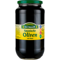FEINKOST DITTMANN Spanische Oliven schwarz mit Stein 900 g 