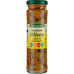 FEINKOST DITTMANN Spanische Oliven gefüllt mit Paprikapaste 140 g 