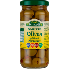 FEINKOST DITTMANN Spanische Oliven gefüllt mit Paprikapaste 230 g 