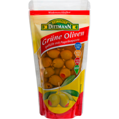 FEINKOST DITTMANN Grüne Oliven mit Paprikapaste 250 g 