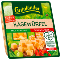 Grünländer Käsewürfel Mild & Nussig und Chili & Paprika 48 % Fett i. Tr. 2 x 60 g 