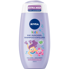 NIVEA Kids 3 in 1 Duschgel, Shampoo & Spülung bezaubernder Beerenduft 250 ml 
