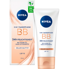 NIVEA 5 in 1 Tagespflege BB Cream 24 h Feuchtigkeit heller Hauttyp LSF15 50 ml 