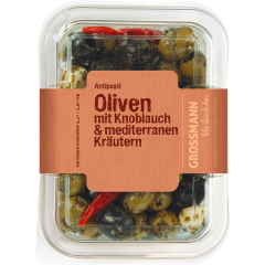 Grossmann Oliven mit Knoblauch & mediterranen Kräutern 160 g 