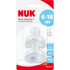 NUK First Choice+ Anti-Kolik Trinksauger Silicone L 6-18m 2 Stück 