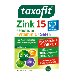 taxofit Zink 15 + Histidin + Vitamin C + Selen 40 Tabletten 