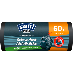 Swirl Schwerlast-Abfallsäcke Profi mit Zugband 60 l 12 Stück 