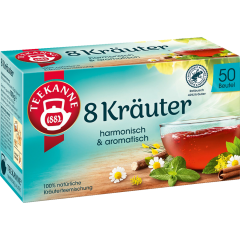Teekanne 8 Kräuter 50 Teebeutel 