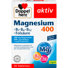 Doppelherz Magnesium 400 + B1 + B6 + B12 + Folsäure 30 Stück 