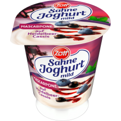 Zott Sahne-Joghurt mild Mascarpone Duett Heidelbeer Cassis 10 % Fett 140 g 