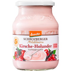 Schrozberger Milchbauern Demeter Kirsche-Holunder Fruchtjoghurt mild 3,5 % Fett 500 g 