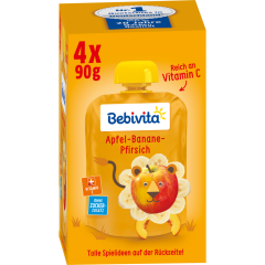 Bebivita Kinderspaß Apfel-Banane-Pfirsich ab 1 Jahr 4 x 90 g 