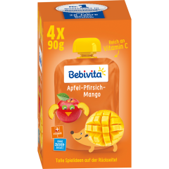 Bebivita Kinderspaß Apfel-Pfirsich-Mango ab 1 Jahr 4 x 90 g 