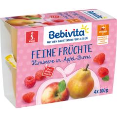 Bebivita Feine Früchte Himbeere in Apfel-Birne nach 4. Monat 4 x 100 g 
