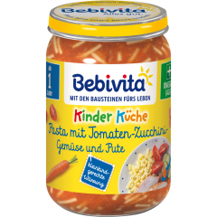 Bebivita Kinder Küche Pasta mit Tomaten-Zucchini-Gemüse und Pute ab 1 Jahr 250 g 