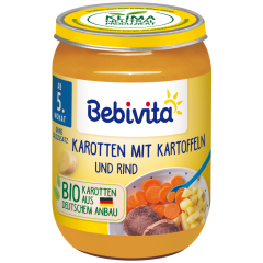 Bebivita Bio Karotten mit Kartoffeln+Rind ab dem 4.Monat 190 g 