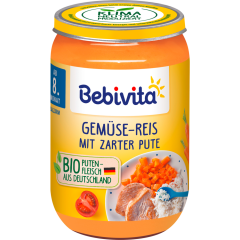 Bebivita Bio Menü Gemüse-Reis mit zarter Pute ab 8. Monat 220 g 