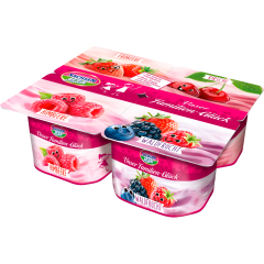 Sachsenmilch Unser Familien-Glück Himbeere Waldfrucht Erdbeere Kirsche 4,5 % Fett 4 x 115 g 