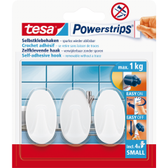 tesa Powerstrips Selbstklebehaken oval weiß bis 1 kg 3 Stück 