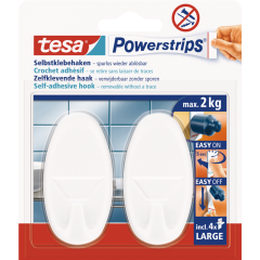 tesa Powerstrips Selbstklebehaken oval weiß bis 2 kg 2 Stück 