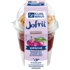 Kühlmann Jofrii Frühstücksdessert mit Joghurt, Sauerkirsche und Knuspermüsli double Chocolate 3,7 % Fett 285 g 