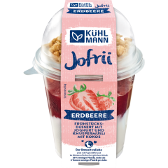 Kühlmann Jofrii Frühstücksdessert mit Joghurt, Erdbeeren und Knuspermüsli mit Kokos 3,7 % Fett 285 g 