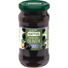 KATTUS Schwarze Oliven entsteint 340 g 